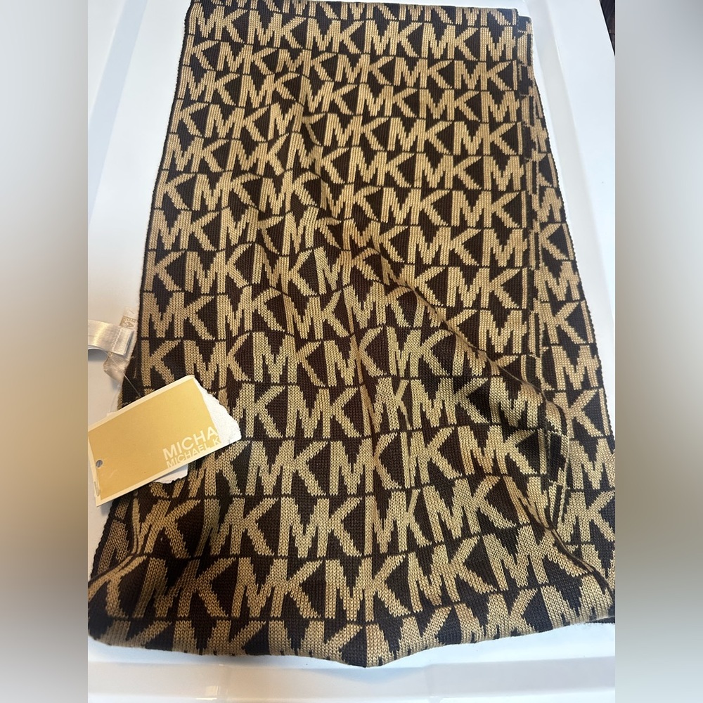 Michael Kors Black and Gold Monogram Scarf